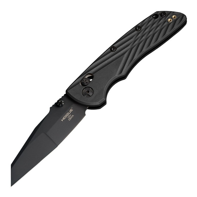 Hogue Deka Folding Knife Black Polymer Handle Whancliffe MagnuCut Plain Black Blade 24366