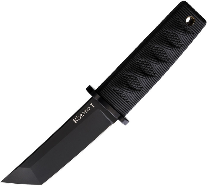 Cold Steel Mini Japanese Fixed Blade Knife Black Kray-Ex Handle Tanto Plain Black Blade 17DABKBK