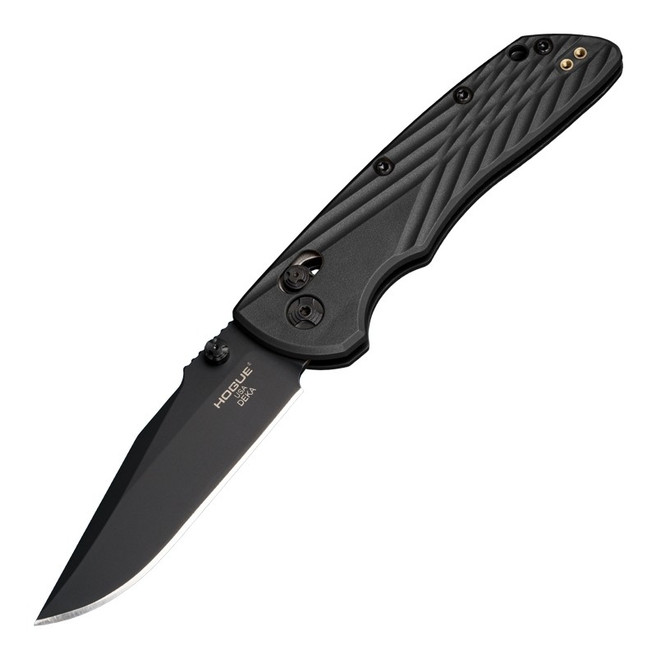 Hogue Deka Folding Knife Black Polymer Handle MagnaCut Clip Point Plain Black Blade 24376