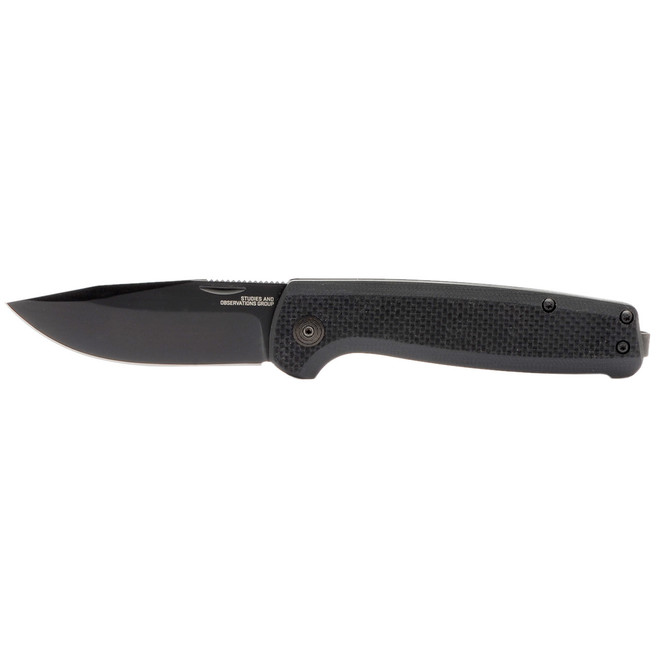SOG Terminus SJ Folding Knife Black G10 Handle D2 Clip Point Plain Black Blade SOGTM1005