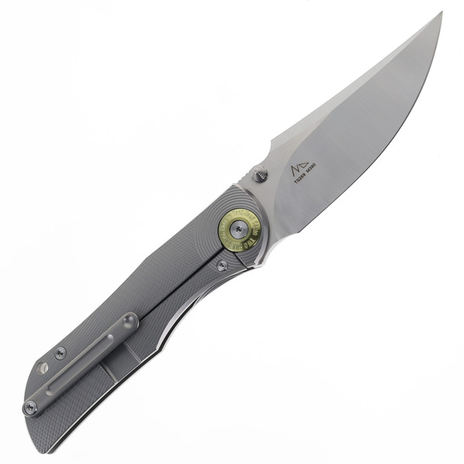 Two Sun Folding Knife Gray Titanium Handle M390 Plain Edge TS269-M390