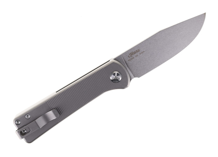 Two Sun Folding Knife Black Titanium Handle D2 Plain Edge TS358
