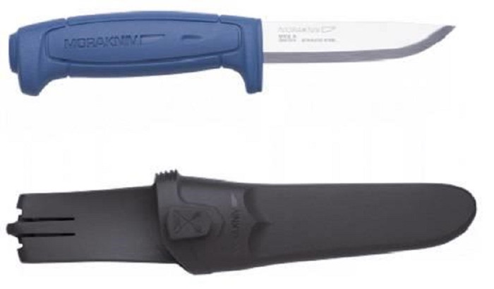 Mora Knives Basic 546 Fixed Blade Knife Blue Handle Plain Edge