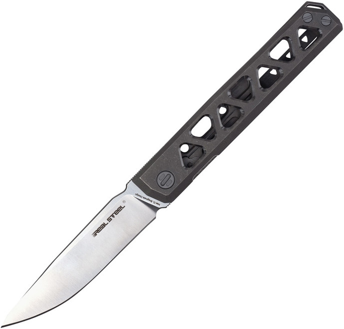 Real Steel Burns Folding Knife Black Titanium Handle VG-10 Plain Edge RS7661S