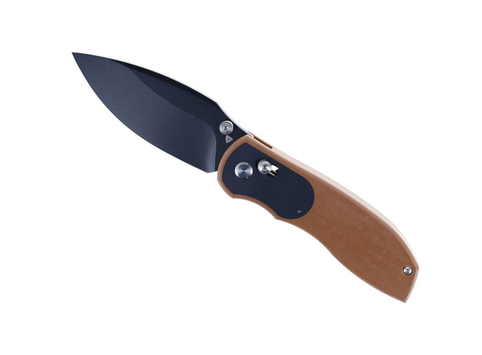 Tuya Big Belly Folding Knife Brown G10 Handle 154CM Black Plain Edge