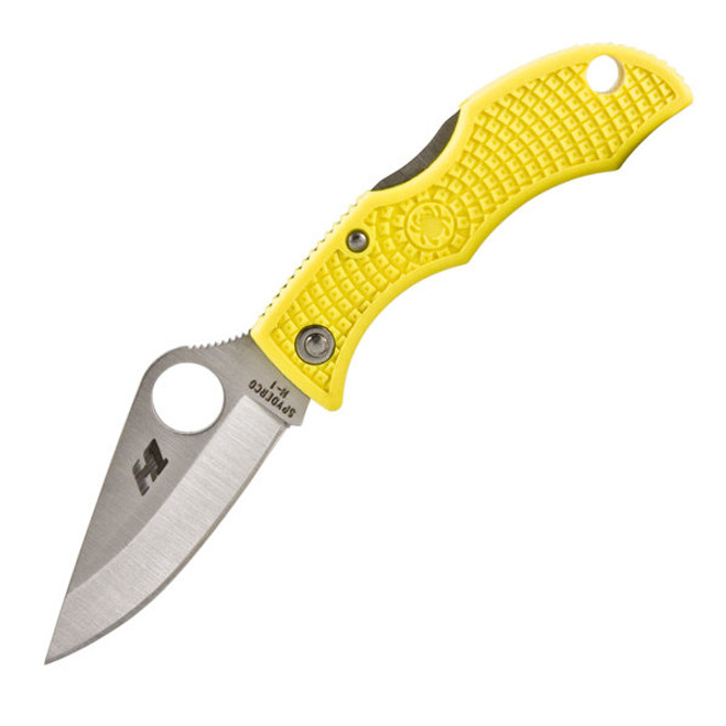 Spyderco Ladybug3 Salt Plain Edge Key Ring Folding Knife H1 Blade Yellow FRN Handle LYLP3