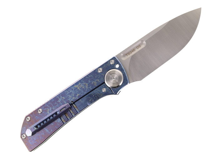 TwoSun Night Morning Pocket Knife Colored Titanium Handle D2 Plain Edge  Blade TS346-COLOR