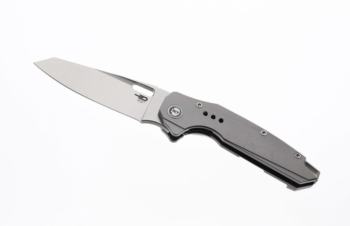 Bestech NYXIE Folding Knife Grey Titanium Handle S35VN Plain Edge Stonewash/Satin Finish BT2209A