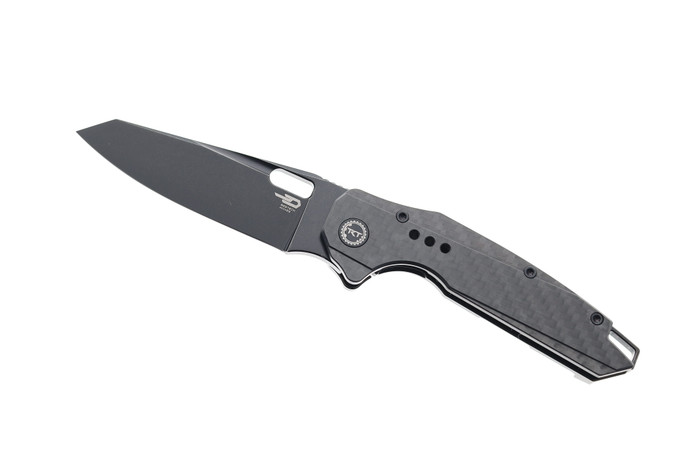 Bestech NYXIE Folding Knife Black Titanium/Carbon Fiber Handle S35VN Plain Edge Black Stonewash Finish BT2209D