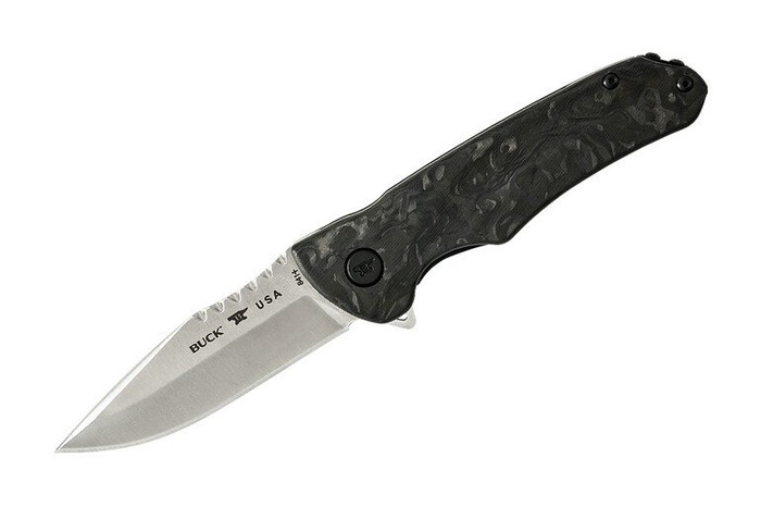 Buck 841 Sprint Pro Elite Folding Knife Black Carbon Fiber Handle S45VN Drop Point Plain Edge 841CFS2