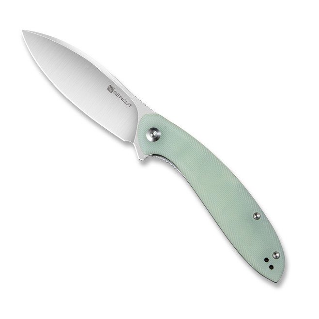 Discontinued Sencut San Angelo Folding Knife Natural G10 Handle 9CrMoV Drop Point Plain Edge Satin Finish S21003-2