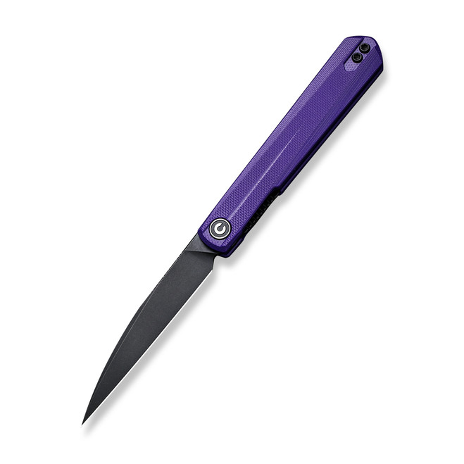 Discontinued Civivi Clavi Folding Knife Purple G10 Handle Nitro-V Wharncliffe Plain Edge Black Stonewash Finish C21019-2