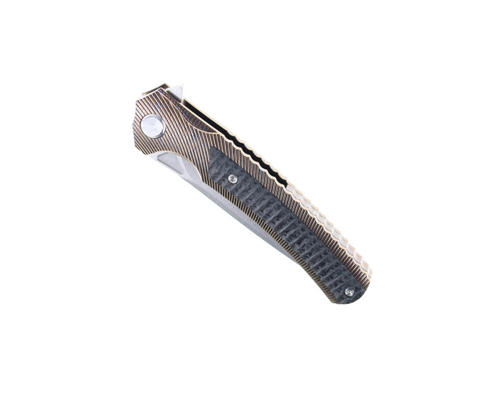 その② Two Sun Folding Knife Carbon Fiber Titanium Handle M390 Clip Point