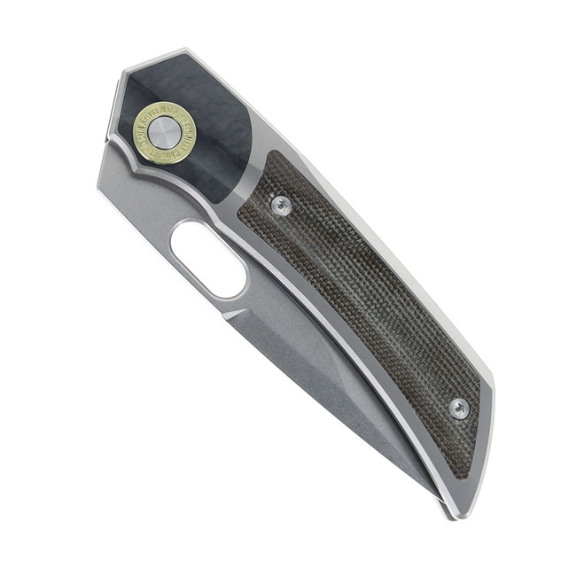 Two Sun Folding Knife Brown Micarta/Carbon Fiber Handle M390 Plain