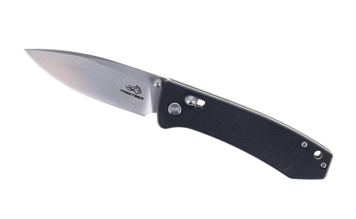 FreeTiger Folding Knife Black G10 Handle D2 Plain Edge Satin Finish FT2103-BK