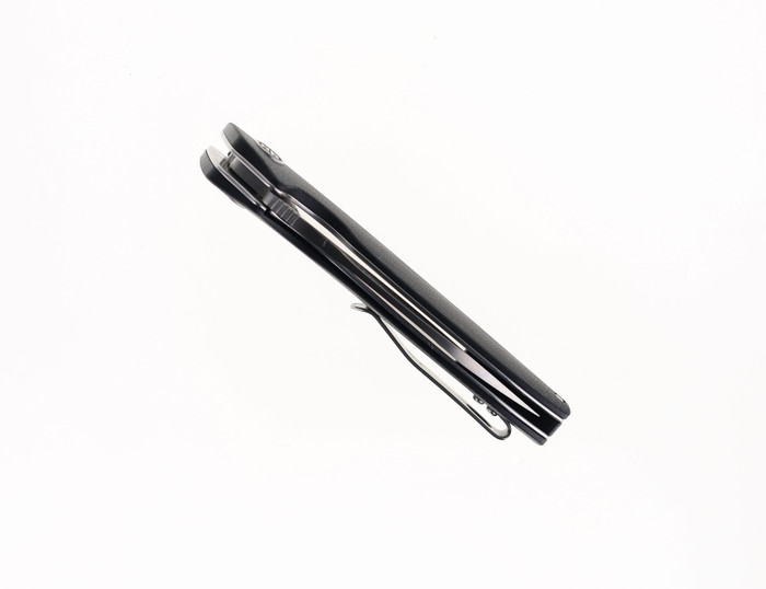 メロ Petrified Fish Terra Flipper Pocket Knife Black G10 Satin D2 Blade