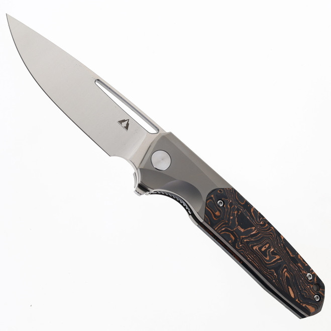 CMB Darma Folding Knife Faint Copper Titanium Carbon Fiber Handle M390 Plain Edge Satin Finish 12C CMB Darma Folding Knife Faint Copper Titanium Carbon Fiber Handle M390 Plain Edge Satin Finish 12C
