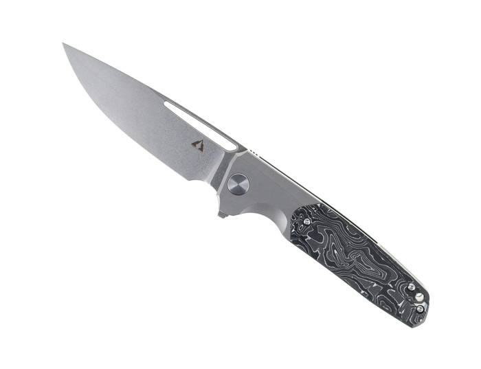 CMB Darma Folding Knife Sandblast Titanium/Carbon Fiber Handle M390 Plain Edge Stonewash Finish 12S CMB Darma Folding Knife Sandblast Titanium/Carbon Fiber Handle M390 Plain Edge Stonewash Finish 12S