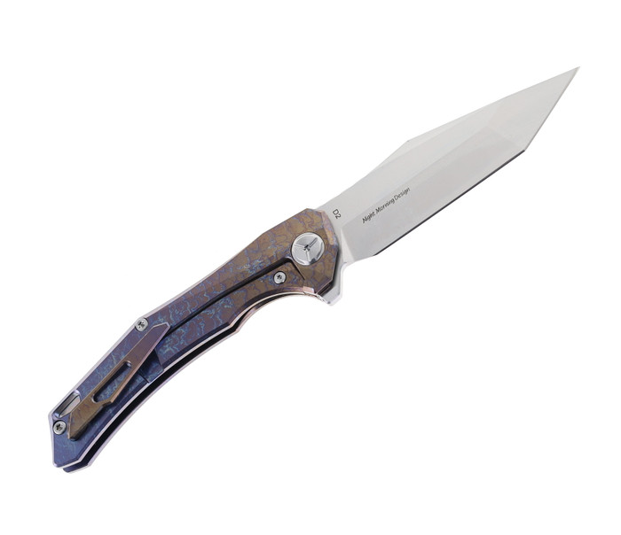 TwoSun Night Morning Pocket Knife Colored Titanium Handle D2 Plain Edge  Blade TS346-COLOR