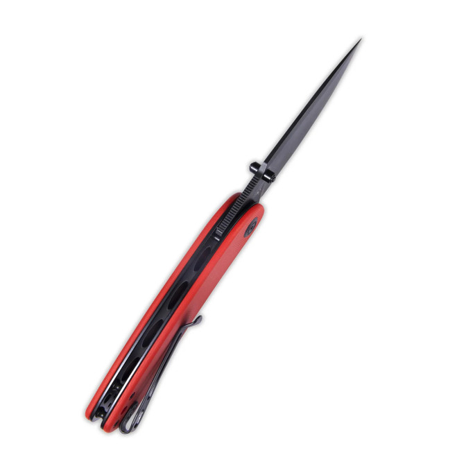 Kubey Momentum Front Flipper Folding Knife Red G10 Handle AUS10