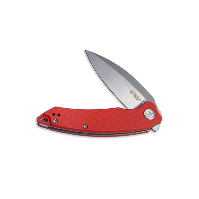 Kubey Leaf Front Flipper Folding Knife Red G10 Handle AUS-10 Drop