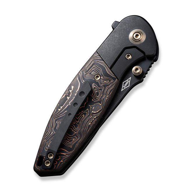 WE Nitro Mini Folding Knife Black Titanium Copper Foil Carbon