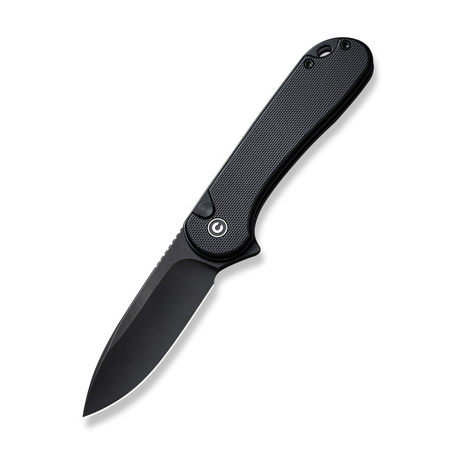 Civivi Button Lock Elementum II Folding Knife Black G10 Handle Nitro-V Plain Edge Black Stonewash Finish C18062P-1