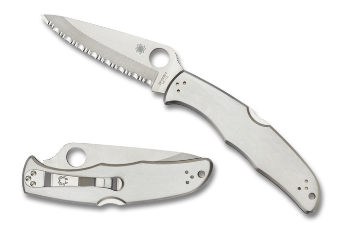 Spyderco Endura 4 SpyderEdge Serrated Folding Knife VG10 Blade Stainless Steel Handle C10S