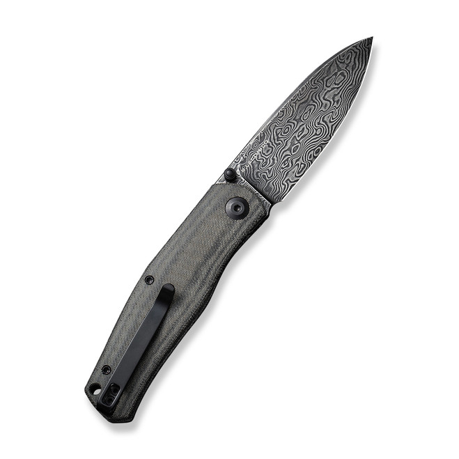 Civivi Sokoke Folding Knife Black Linen Micarta Handle Damascus Drop ...