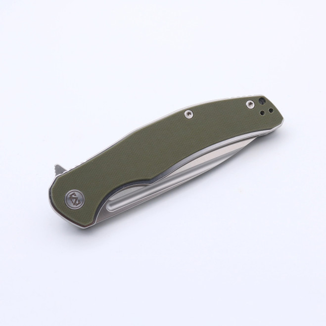 Miguron Velona Flipper Folding Knife Green G10 Handle 14C28N Plain