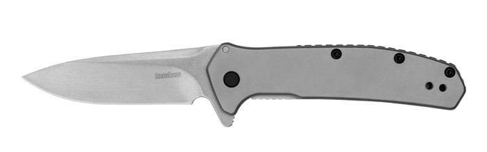 Kershaw Outcome Folding Knife Silver Stainless Steel Handle 8Cr13MoV Clip Point Plain Edge Stonewash Finish 2044 Kershaw Outcome Folding Knife Silver Stainless Steel Handle 8Cr13MoV Clip Point Plain Edge Stonewash Finish 2044