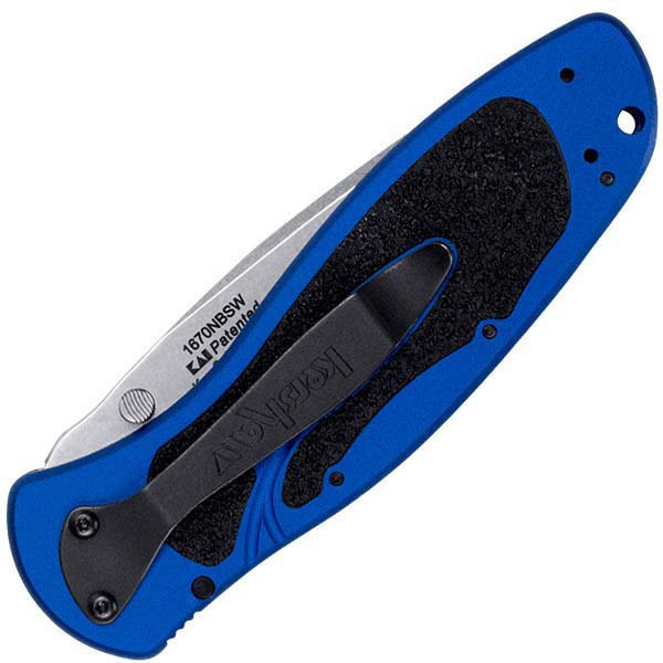 Kershaw K.O. Blur Knife Navy Blue Handle Stonewashed Plain Edge 1670NBSW Back Folded