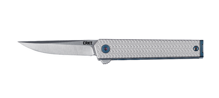 CRKT CEO Microflipper Folding Knife Silver Aluminum Handle 12C27 Plain Edge Satin Finish 7081