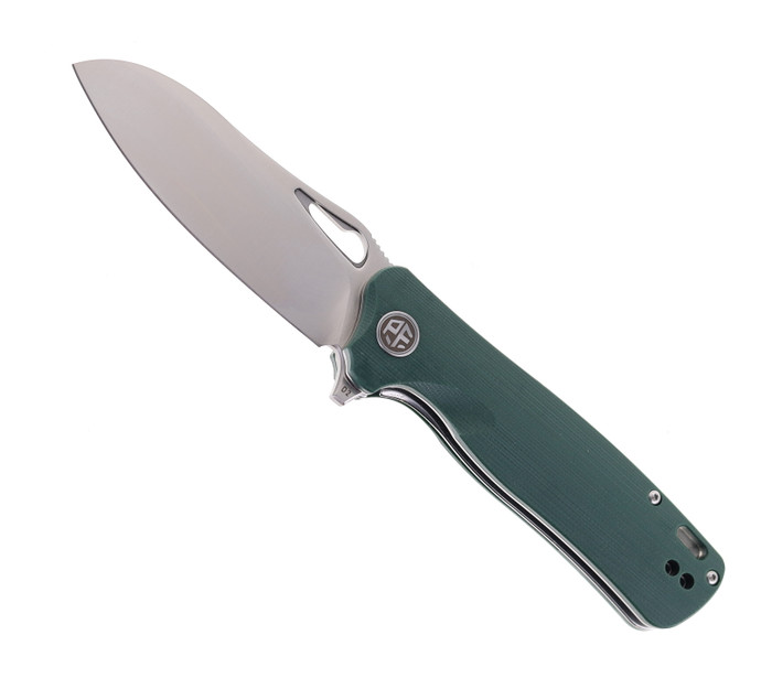 Petrified Fish Bunta Folding Knife Green Micarta Handle D2 Plain Edge Satin Finish PF-868-GR