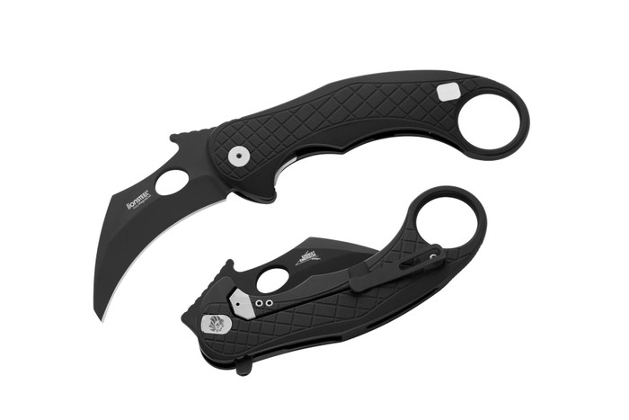 LionSteel L.E.One Folding Knife Black Aluminum Handle CPM MagnaCut  Plain Black Blade  LE1 A BB