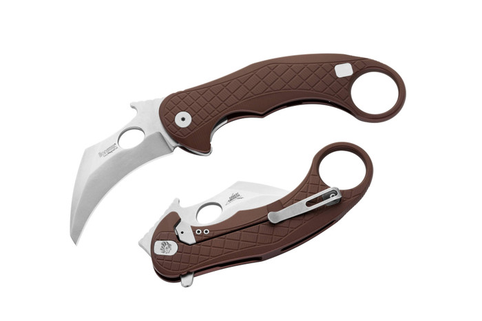 LionSteel L.E.One Folding Knife Brown Aluminum Handle CPM MagnaCut  Plain Edge SW Finish LE1 A ES