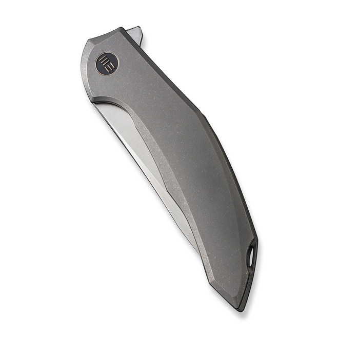 WE Merata Folding Knife Gray Titanium Handle 20CV Trailing Point