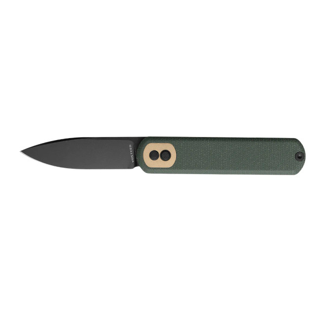 Vosteed Corgi Flipper Button Lock Pocket Knife Green Micarta Handle 14C28N Black Stonewashed CG3SVM1 Vosteed Corgi Flipper Button Lock Pocket Knife Green Micarta Handle 14C28N Black Stonewashed CG3SVM1