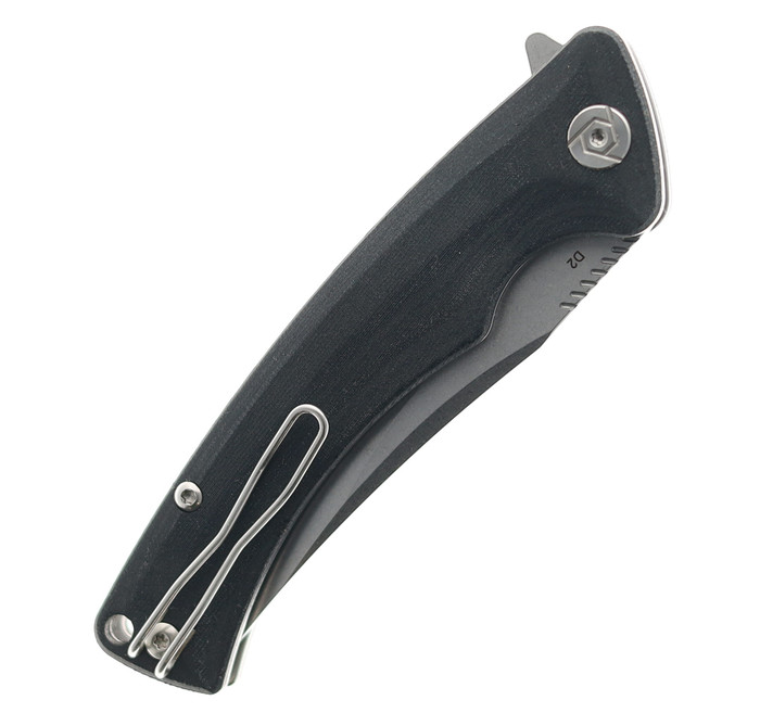 CH Knives Folding Knife Black Micarta Handle D2 Plain Edge