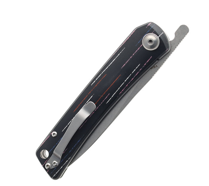 CH Knives Folding Knife Black/Multi Color Lines G10 Handle VG-10