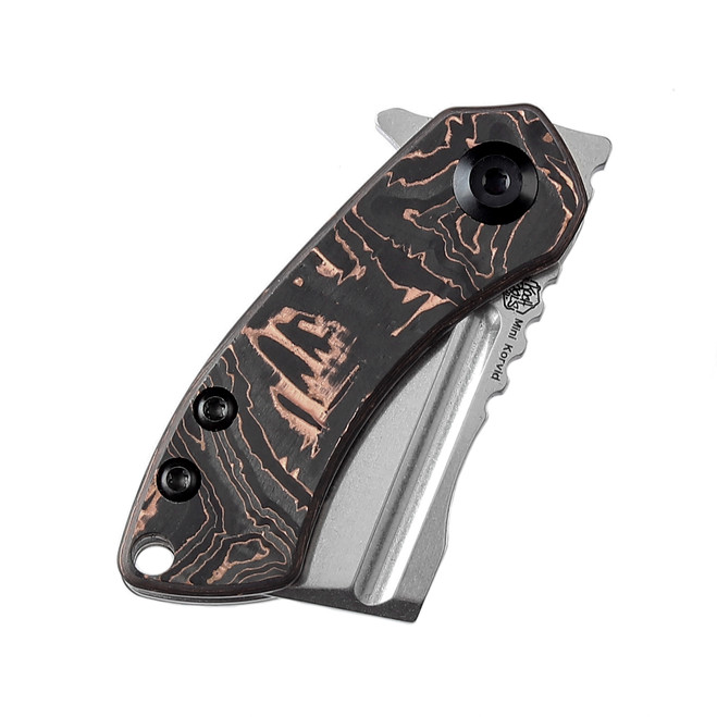 Kansept Mini Korvid Folding Knife Black Copper Carbon Fiber Handle