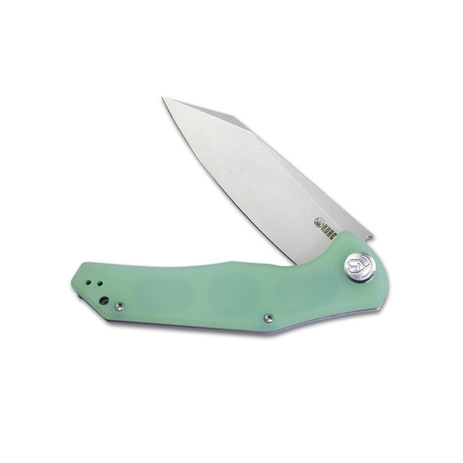 Keita Kubey Flash Liner Lock Folding Knife Jade G10 Handle AUS-10A Tanto
