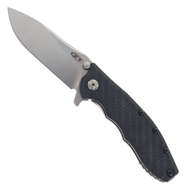 Zero Tolerance Slicer Folding Knife Black Carbon Fiber Handle CPM 20CV Plain Edge Stonewash Finish 0562CF