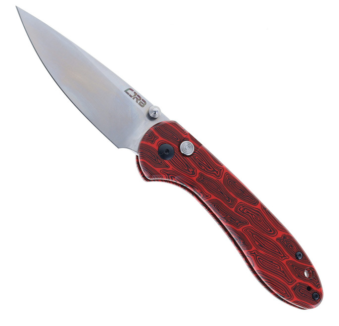 WMK Exclusive BUTTON Lock CJRB  FELDSPAR Folding Knife Black/Red G10 GMascus Handle AR-RPM9 Stonewashed plain Edge J1912-MFS