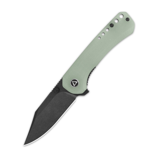 QSP Kestrel Folding Knife Jade G10 Handle 14C28N Plain Edge Black Stonewash Finish QS145-B2
