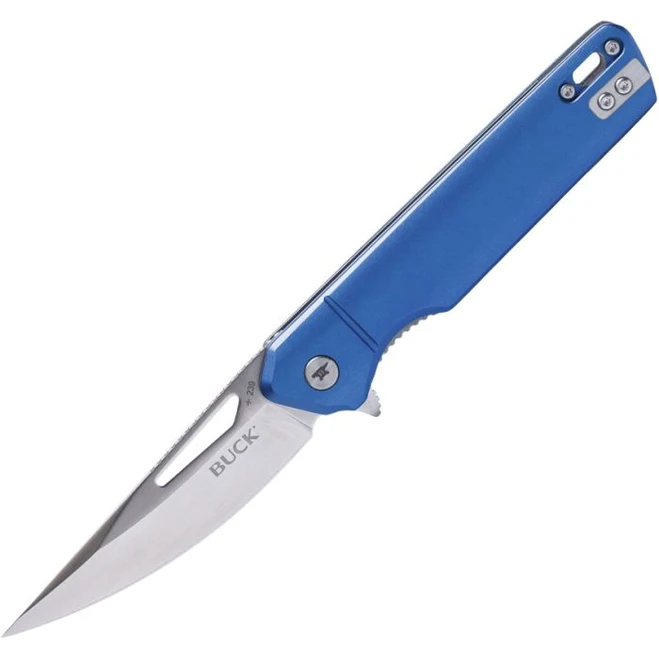 Buck Infusion Linerlock Folding Knife Blue Aluminum Handle Drop Point Plain Edge 239BLS