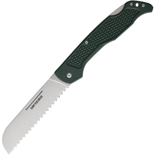 Ontario Camp Plus Bread Lockback Folding Knife Green Checkered GFN Handle Serrated Edge Satin Finish 4310