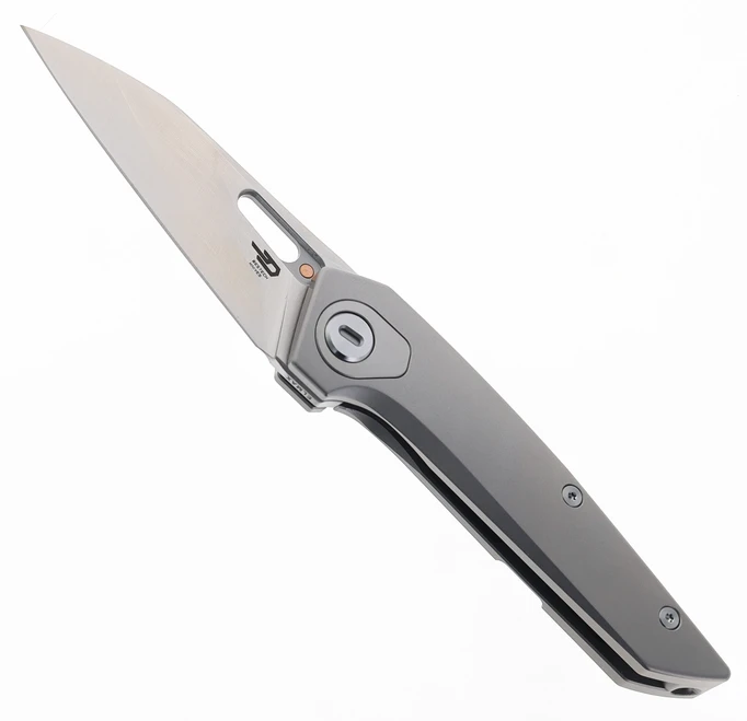 Knife white void folding with light handle and plain edge blade