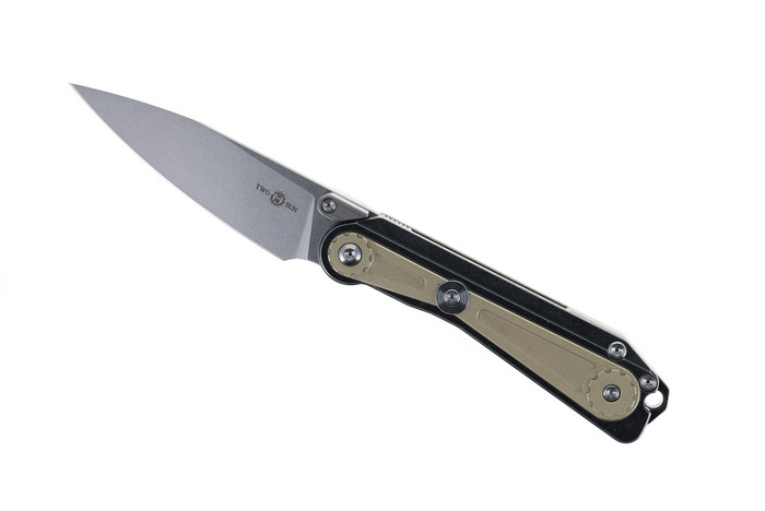 (Broken Tip) Open Box/Returned of TwoSun  Wong Design Front Flipper Pocket Knife Titanium Handle D2 Blade TS371-D2
