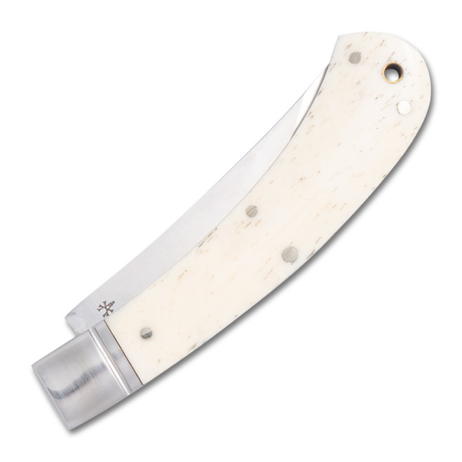 RoseCraft Little Riverbend Skinner Folding Knife White Smooth Bone